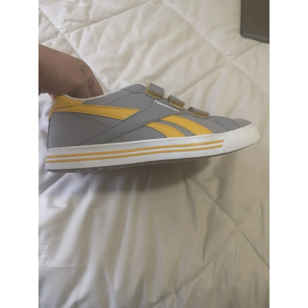 Unisex Reebok Strap Mustard/Gray/white Sneakers Size Young Men 5 - Picture 6 of 8